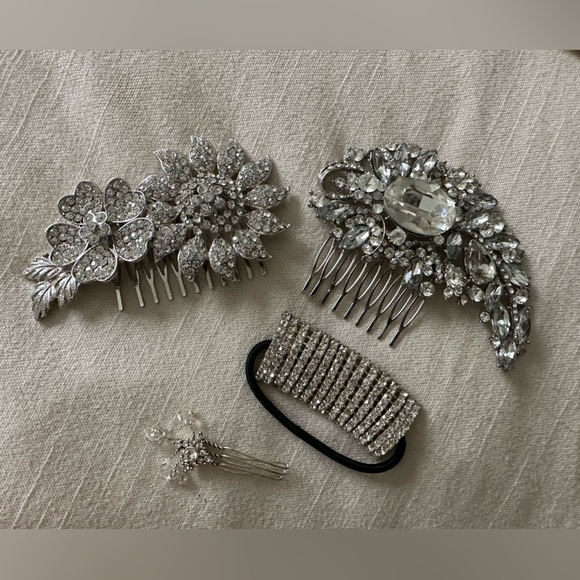 Wedding Bride Rhinestone Hair Combs lot - Picture 1 of 9